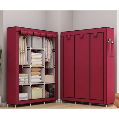 Ropero Armable Organizador De Closet Armario Portatil Tela HC-22 Burdeos