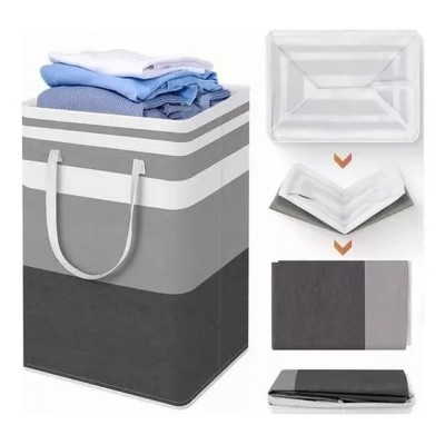 Canasto Para Ropa Sucia Plegable De Tela Gris Grande 75l Gris HC-09