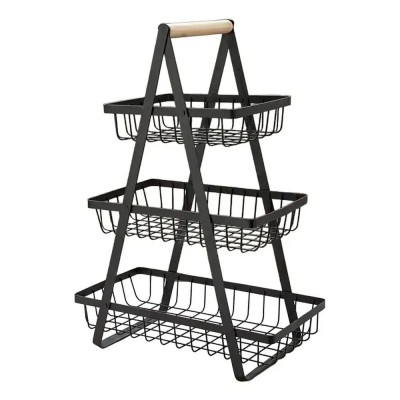 Frutero Organizador Metálico Negro 3 Niveles Cocina Negro HC-05