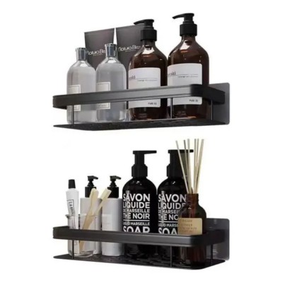 Organizador De Ducha Set X2 Repisa Baño Adhesivo Negro HC-02