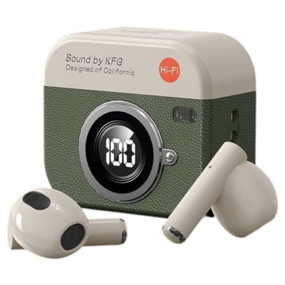 Audífonos Bluetooth Kfg Diseño Cámara Retro Con Pantalla Led Verde X73