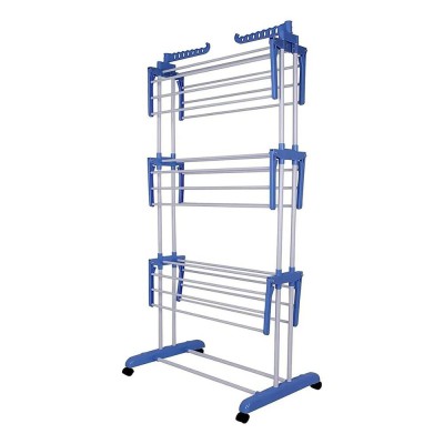 Tendedero Vertical 3 Niveles Plegable Con Ruedas Azul Azul HC-03