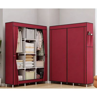 Clóset Armable De Tela Portátil Organizador Burdeo Rojo HC-26
