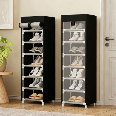 Zapatero 7 Pisos Armable Organizador Con Funda Negro Negro HC-25