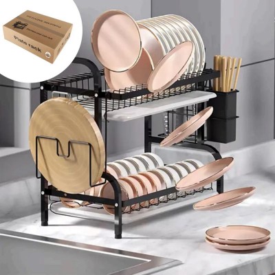 Secaplatos Escurrido 2 Nivelesacero Negroconporta Cubiertos Negro HC-11