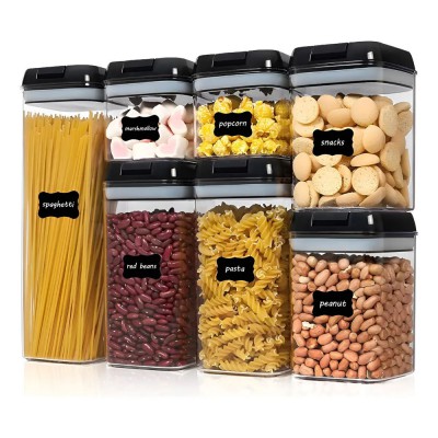 7 Pcs Set De Contenedores Herméticos Para Alimentos Cocina Negro HC-04