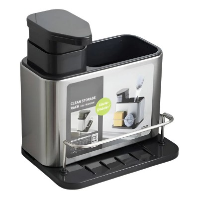 Organizador Lavaplatos Con Dispensador Y Porta Esponja Plateado HC-14