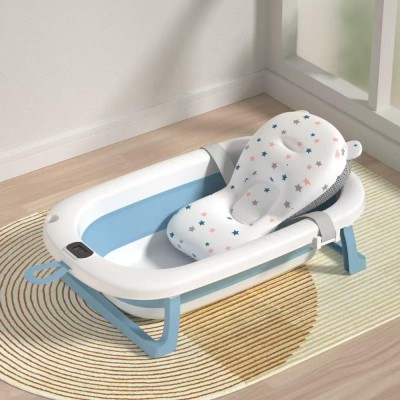 Bañera Plegable Para Bebé Con Cojín Estrellas Y Termómetro A05-885T-1 azul