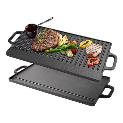 2 En 1 Plancha Churrasquera Reversible Hierro Fundido 50cm Negro  TBSP-Plancha para asar